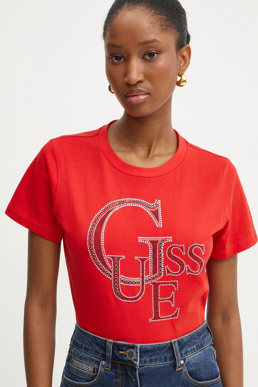 

Памучна тениска Guess в червено W4BI16 I3Z14, Червен