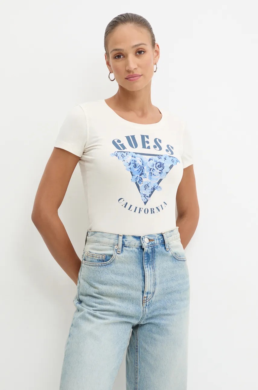 

Тениска Guess в бежово W4BI19 J1314, Бежов