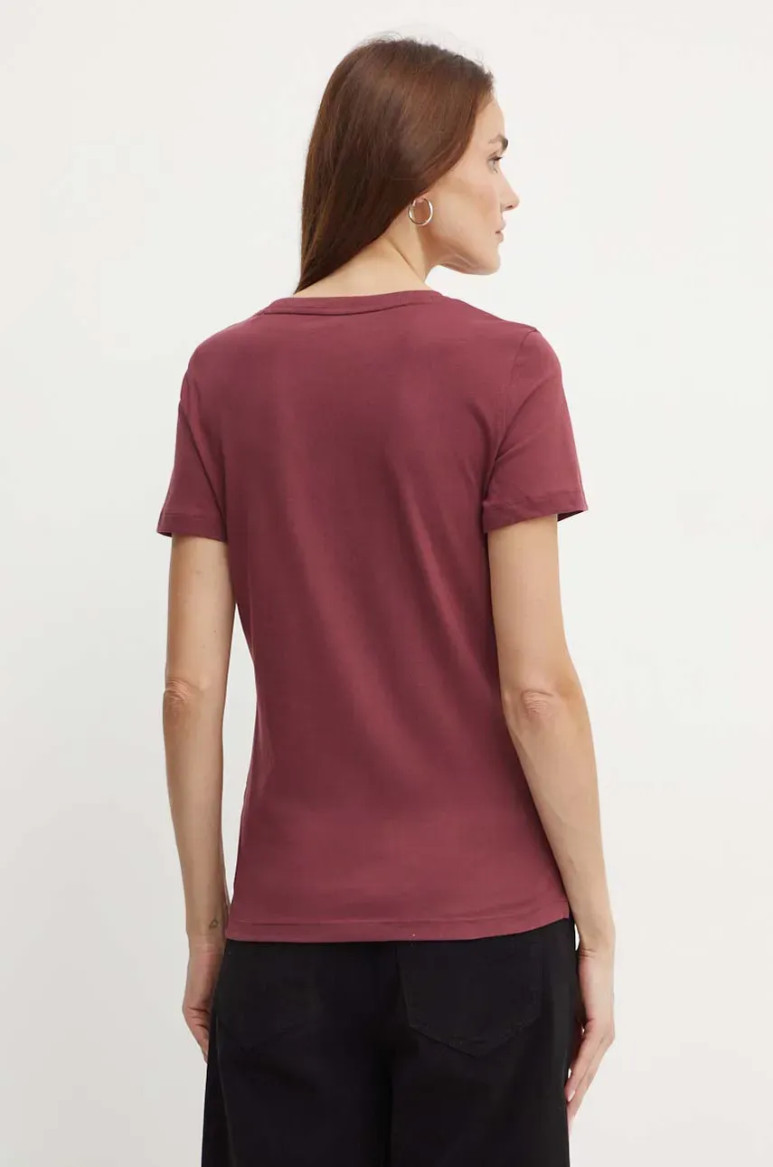 Хлопковая футболка Guess женская цвет бордовый W4BI20 I3Z14 Хлопковая футболка Guess женская цвет бордовый W4BI20 I3Z14