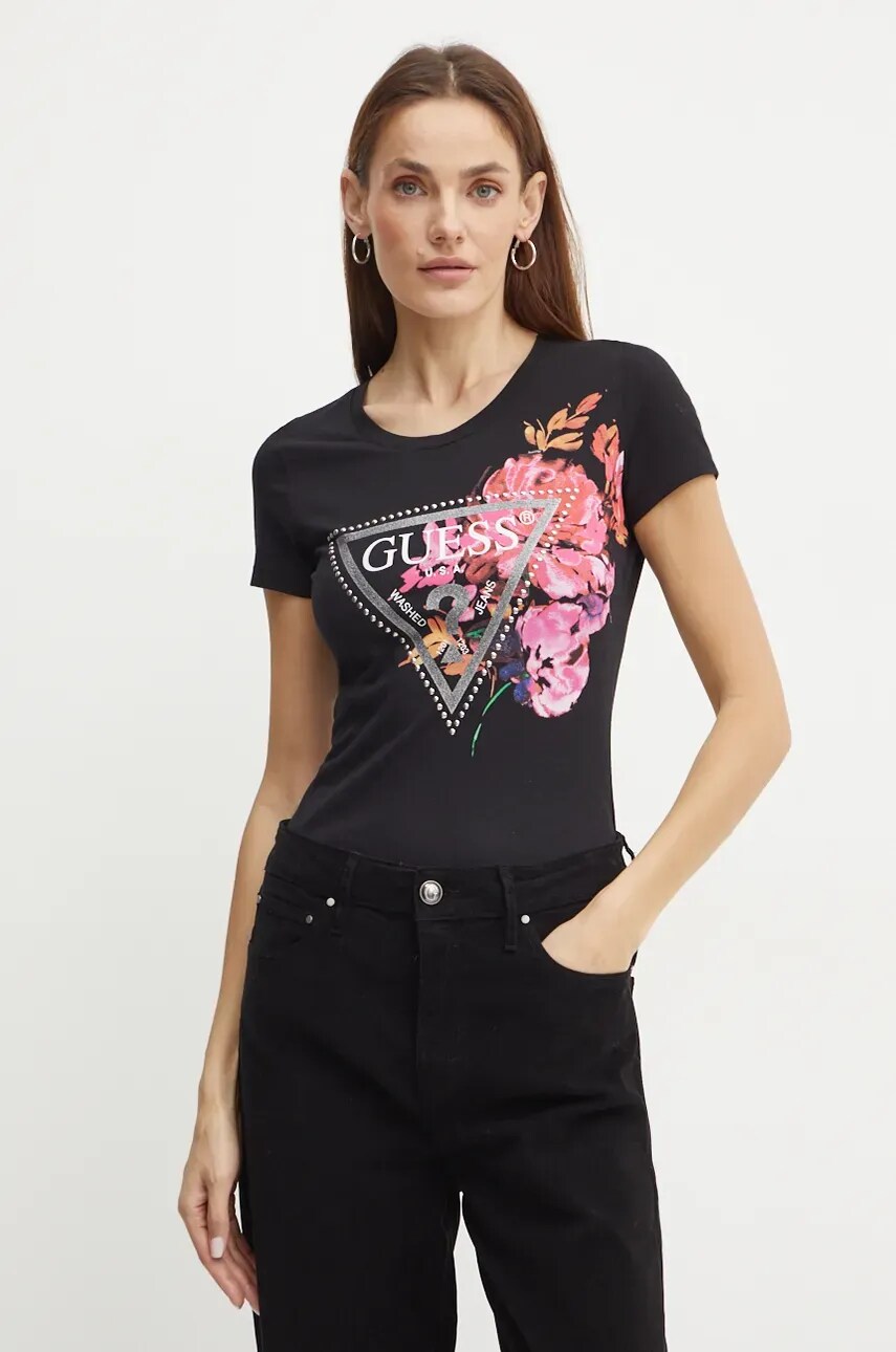 

Тениска Guess в черно W4BI23 J1314, Черен