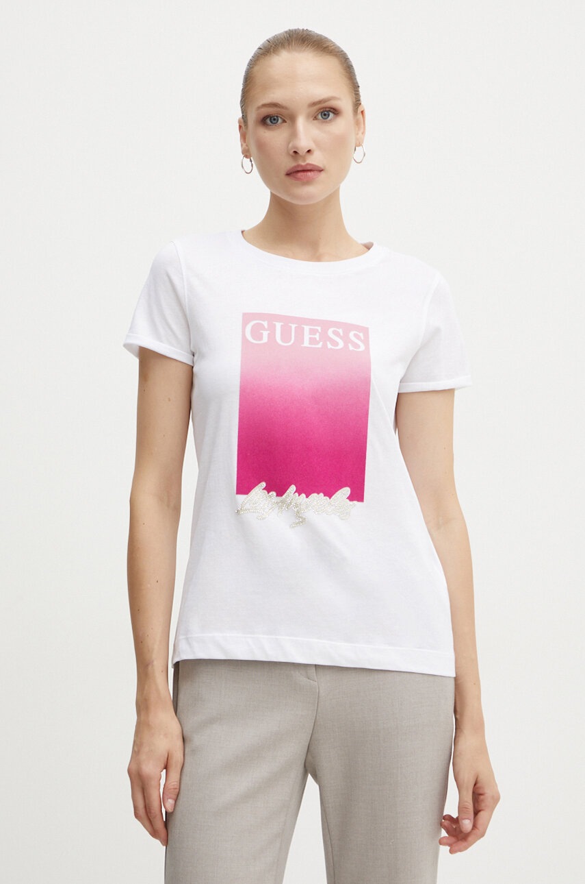 

Памучна тениска Guess в бяло W4BI30 JA914, Бял