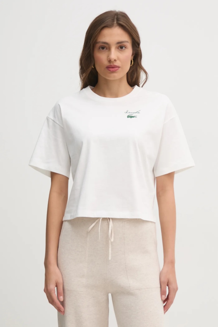 

Памучна тениска Lacoste в бяло TF2523, Бял