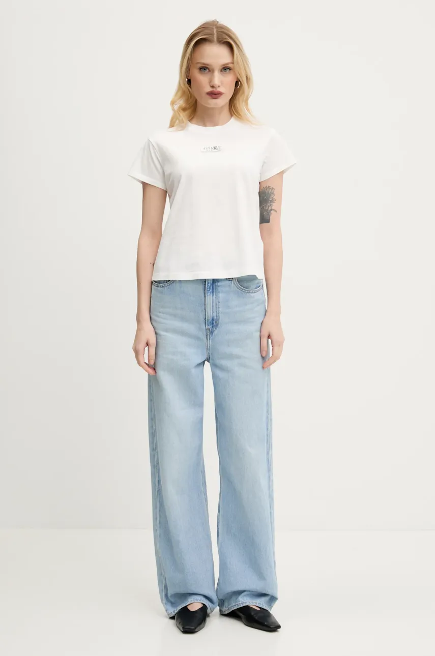 Хлопковая футболка MM6 Maison Margiela женская цвет белый S52GC0327.S24312 Хлопковая футболка MM6 Maison Margiela женская цвет белый S52GC0327.S24312