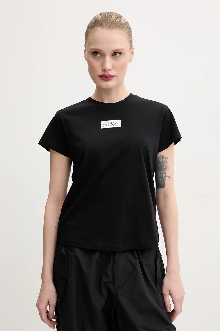 MM6 Maison Margiela tricou din bumbac femei, culoarea negru, S52GC0327.S24312 MM6 Maison Margiela tricou din bumbac femei, culoarea negru, S52GC0327.S24312