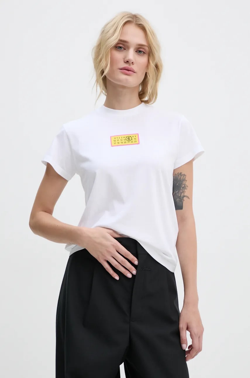 MM6 Maison Margiela tricou din bumbac femei, culoarea alb, S62GD0189.S23588 MM6 Maison Margiela tricou din bumbac femei, culoarea alb, S62GD0189.S23588