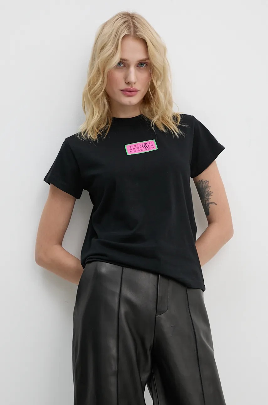 MM6 Maison Margiela tricou din bumbac femei, culoarea negru, S62GD0189.S23588