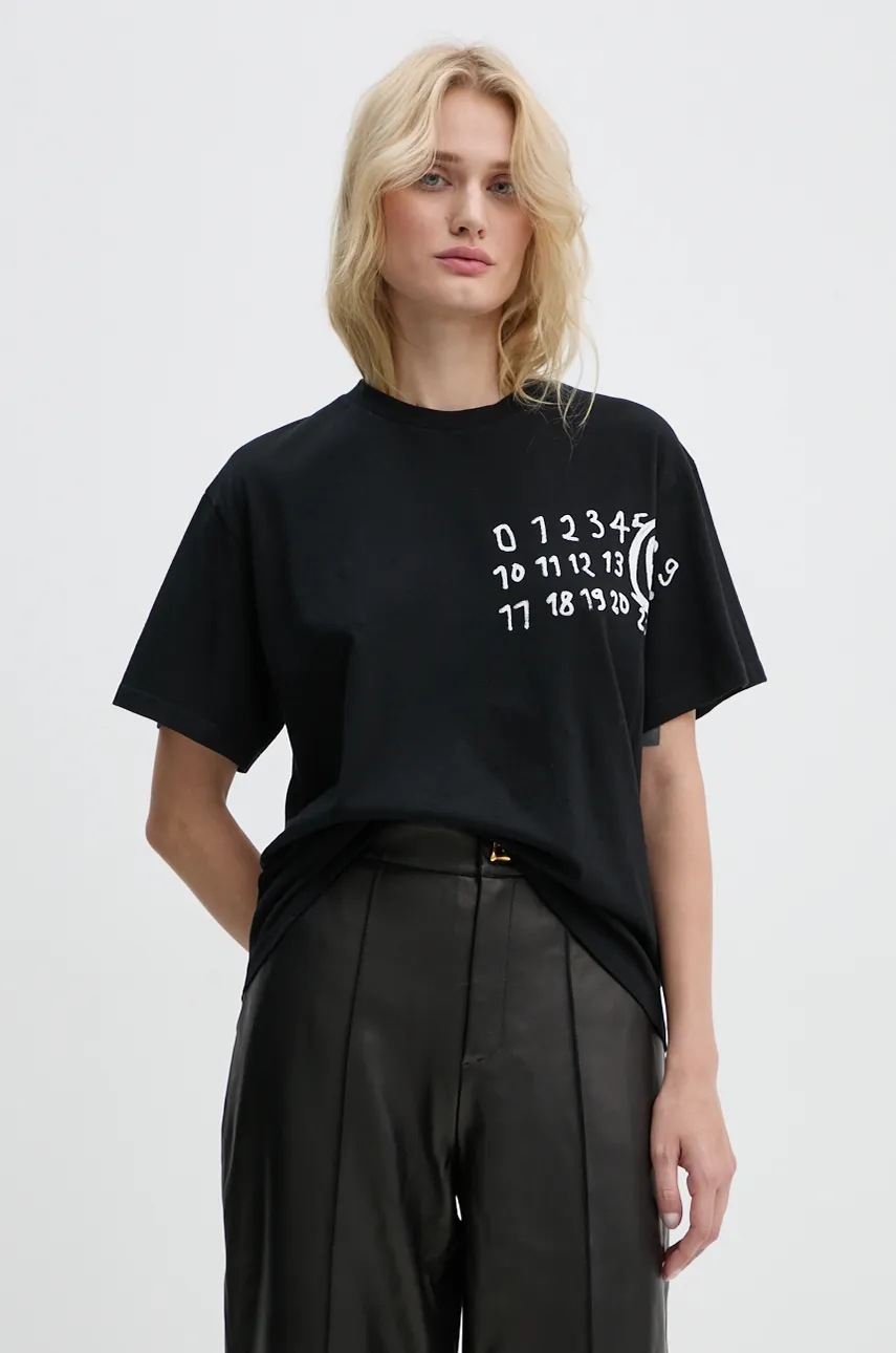 

Памучна тениска MM6 Maison Margiela в черно S62GD0192.S23588, Черен