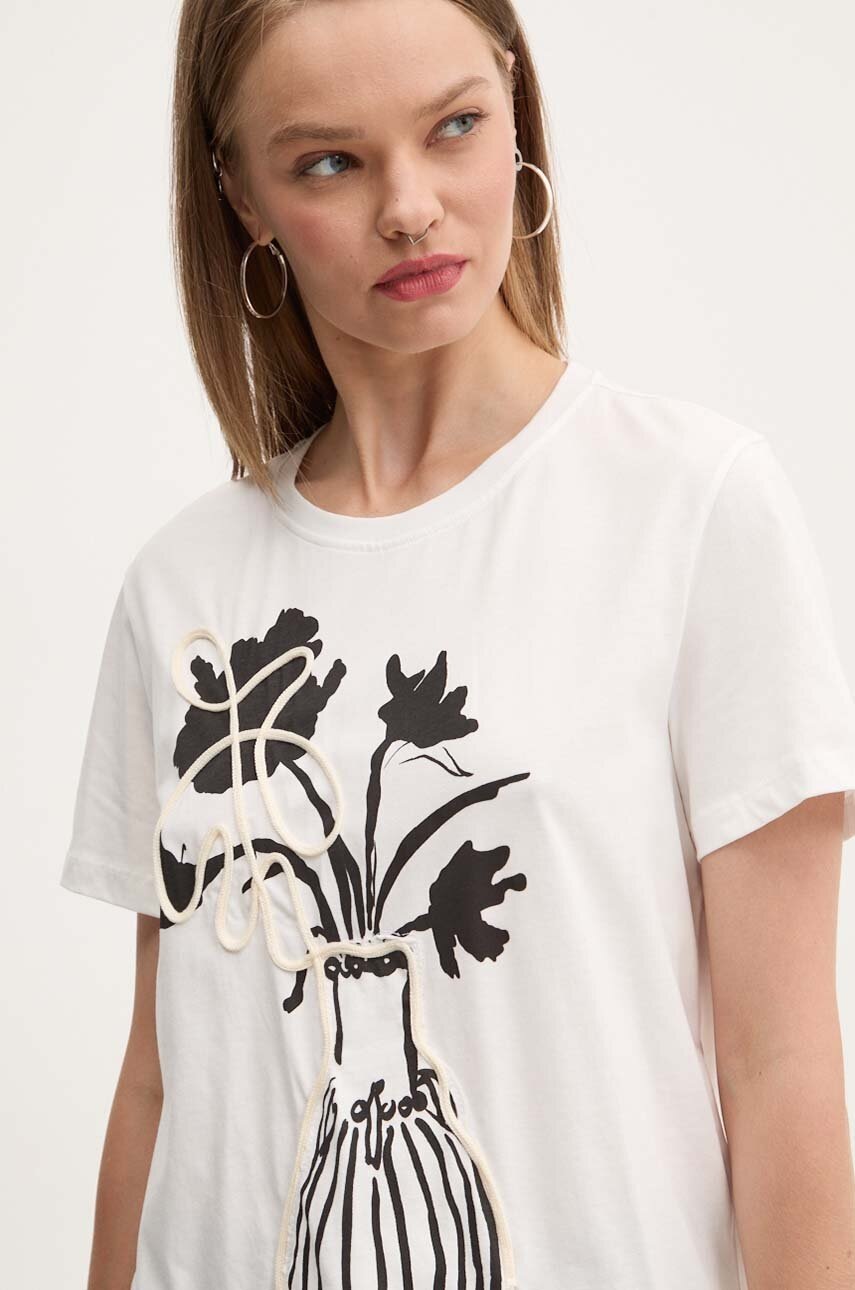 

Памучна тениска Desigual SHADOW в бяло 24WWTK11, Бял