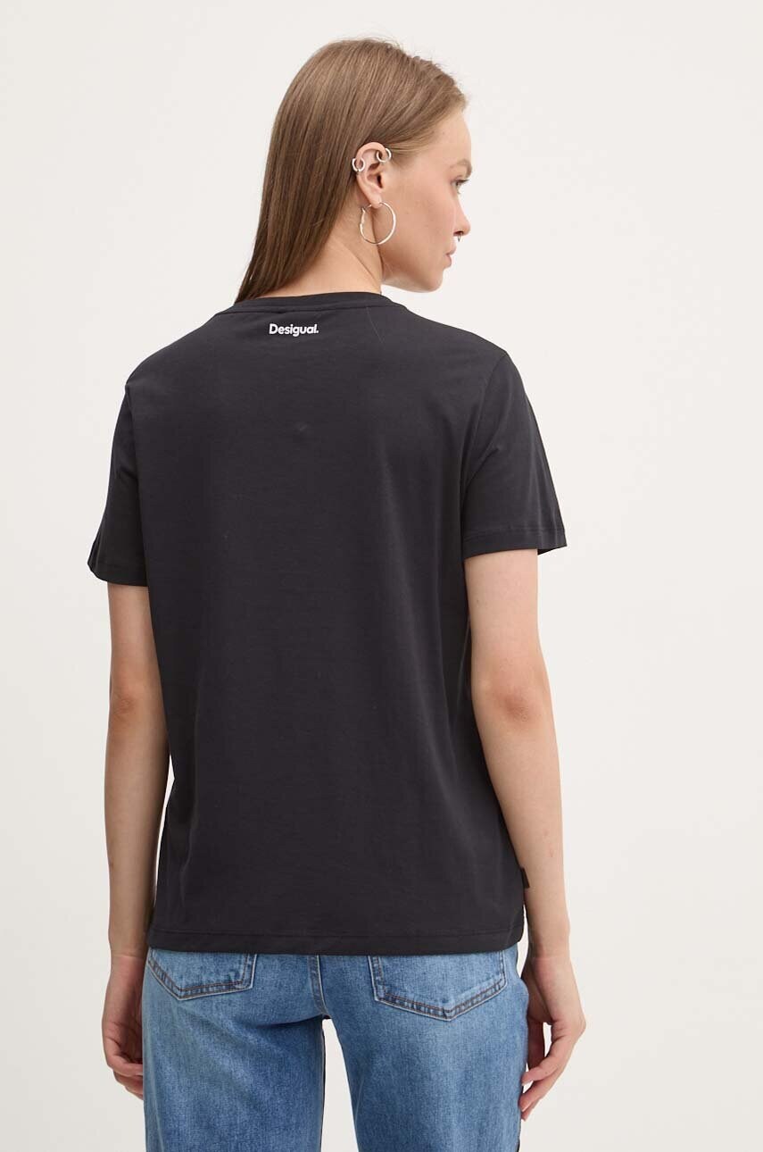 Desigual pamut póló SHADOW női, fekete, 24WWTK11 termék 2. képe
