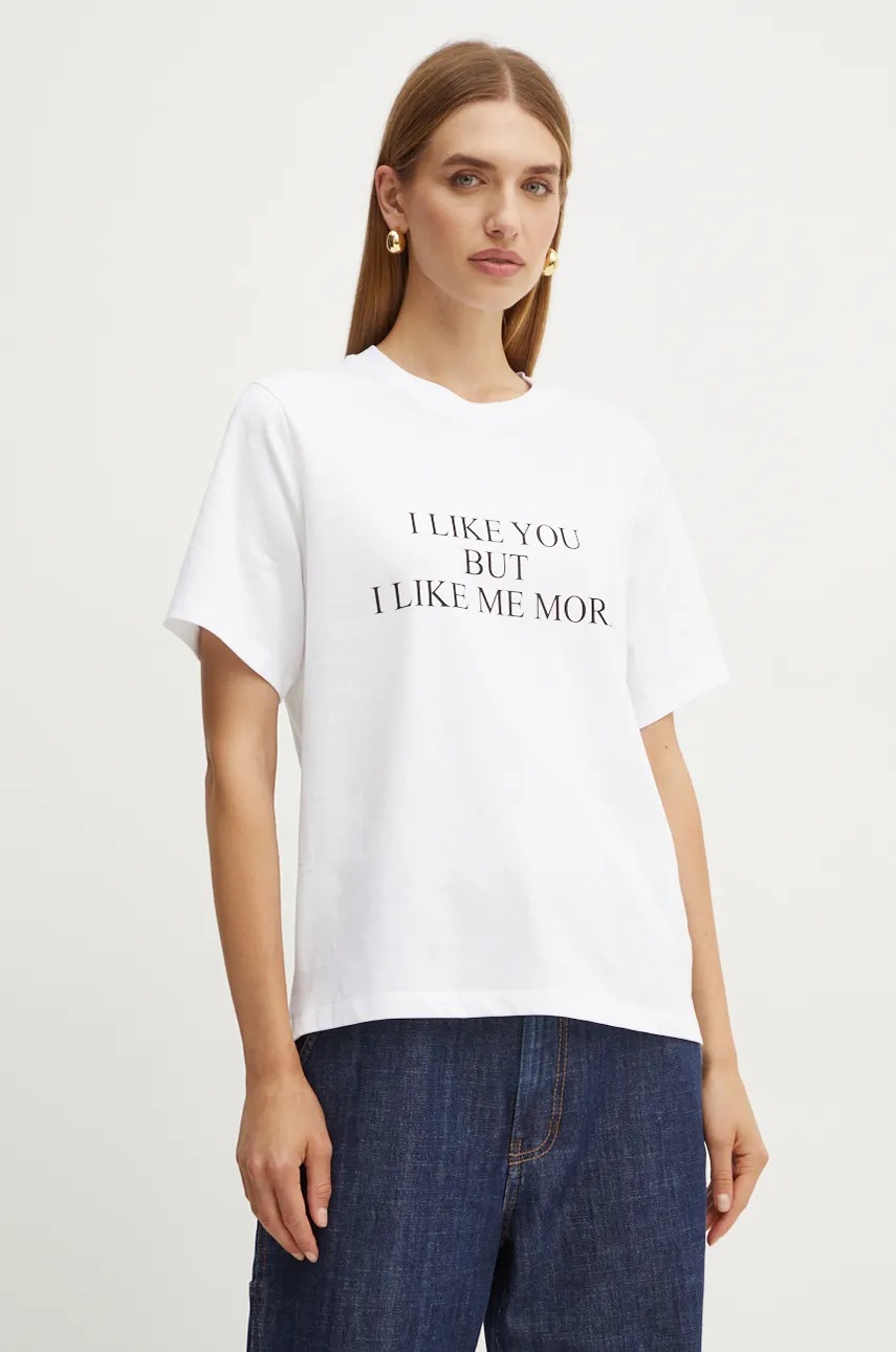 

Памучна тениска Victoria Beckham в бяло 1424JTS005948A, Бял