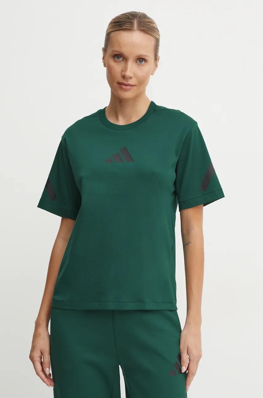 adidas tricou din bumbac ZNE femei, culoarea verde, JF8889 adidas tricou din bumbac ZNE femei, culoarea verde, JF8889