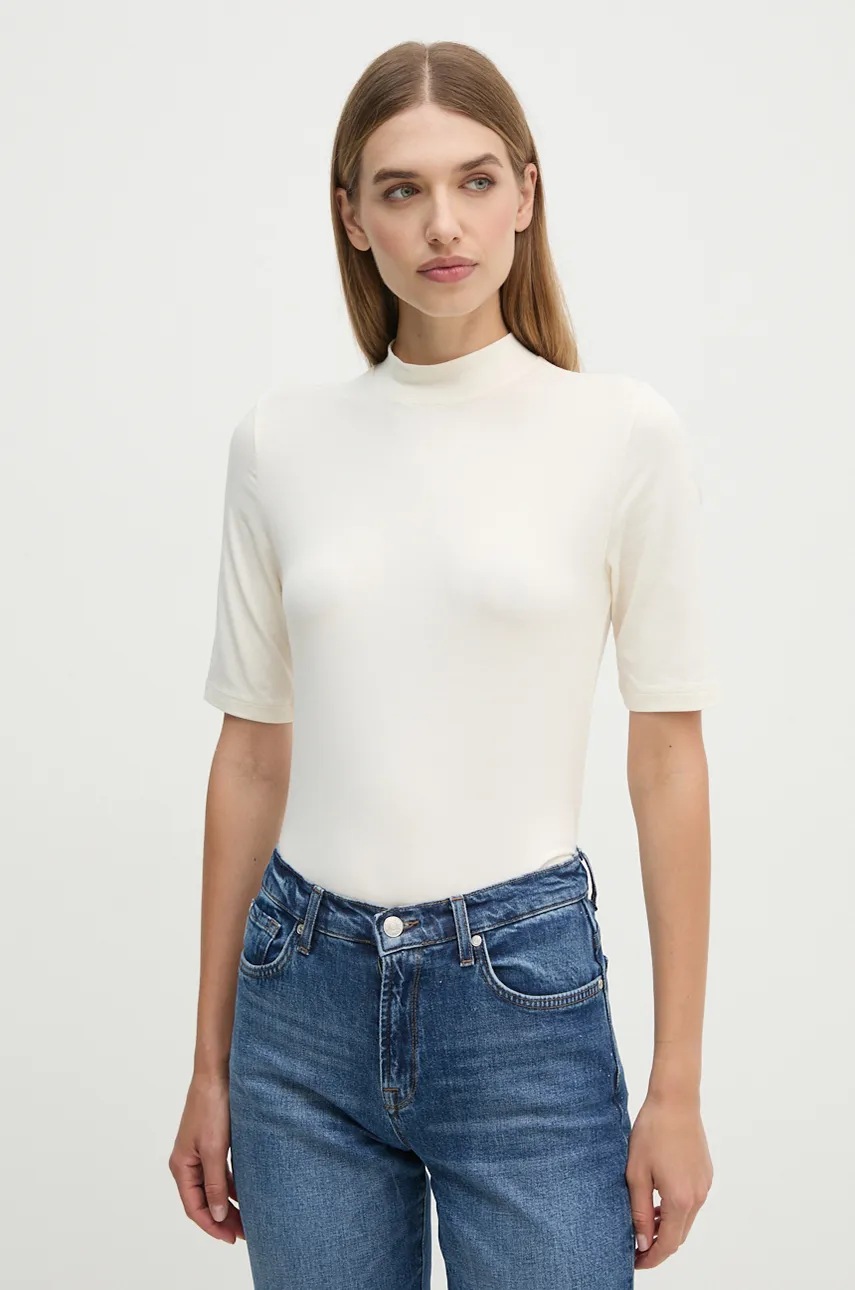 

Тениска Calvin Klein в бежово с ниско поло K20K207744, Бежов
