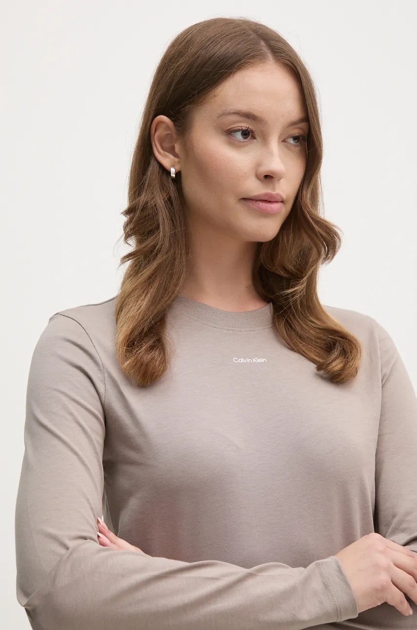 

Памучна блуза с дълги ръкави Calvin Klein в сиво K20K207520, Сив