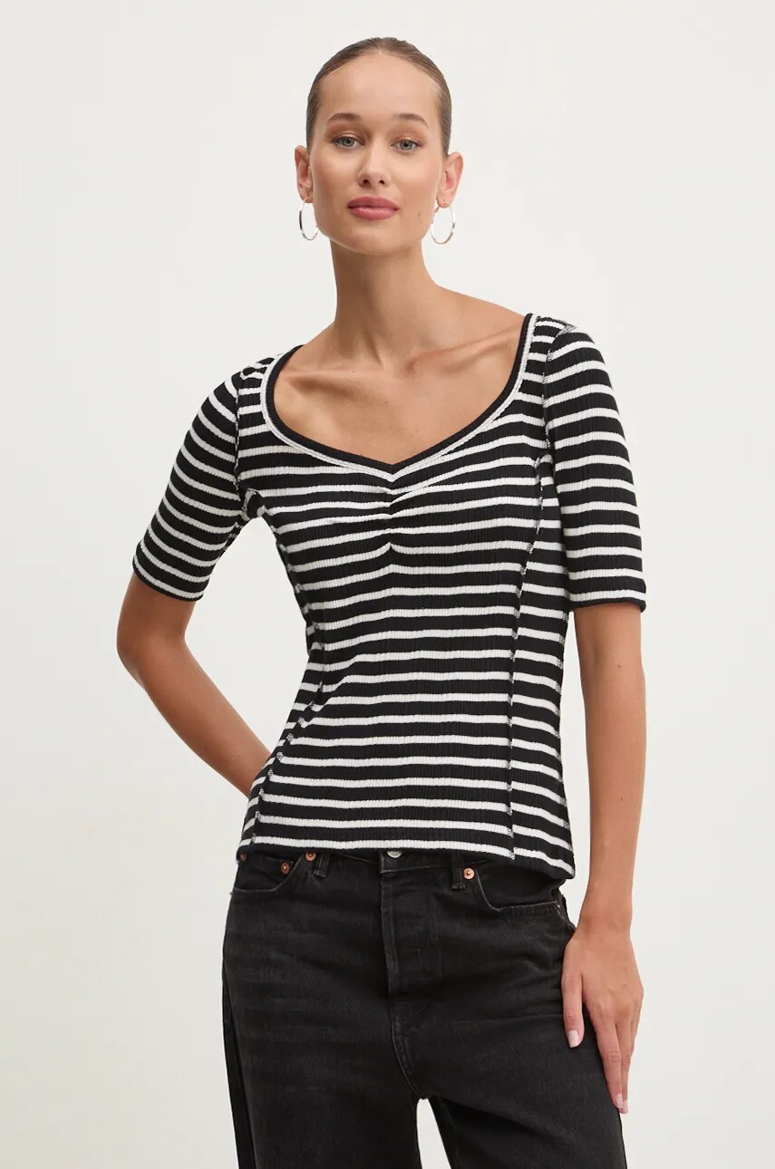 Desigual tricou PICA femei, culoarea negru, 24WWTK81