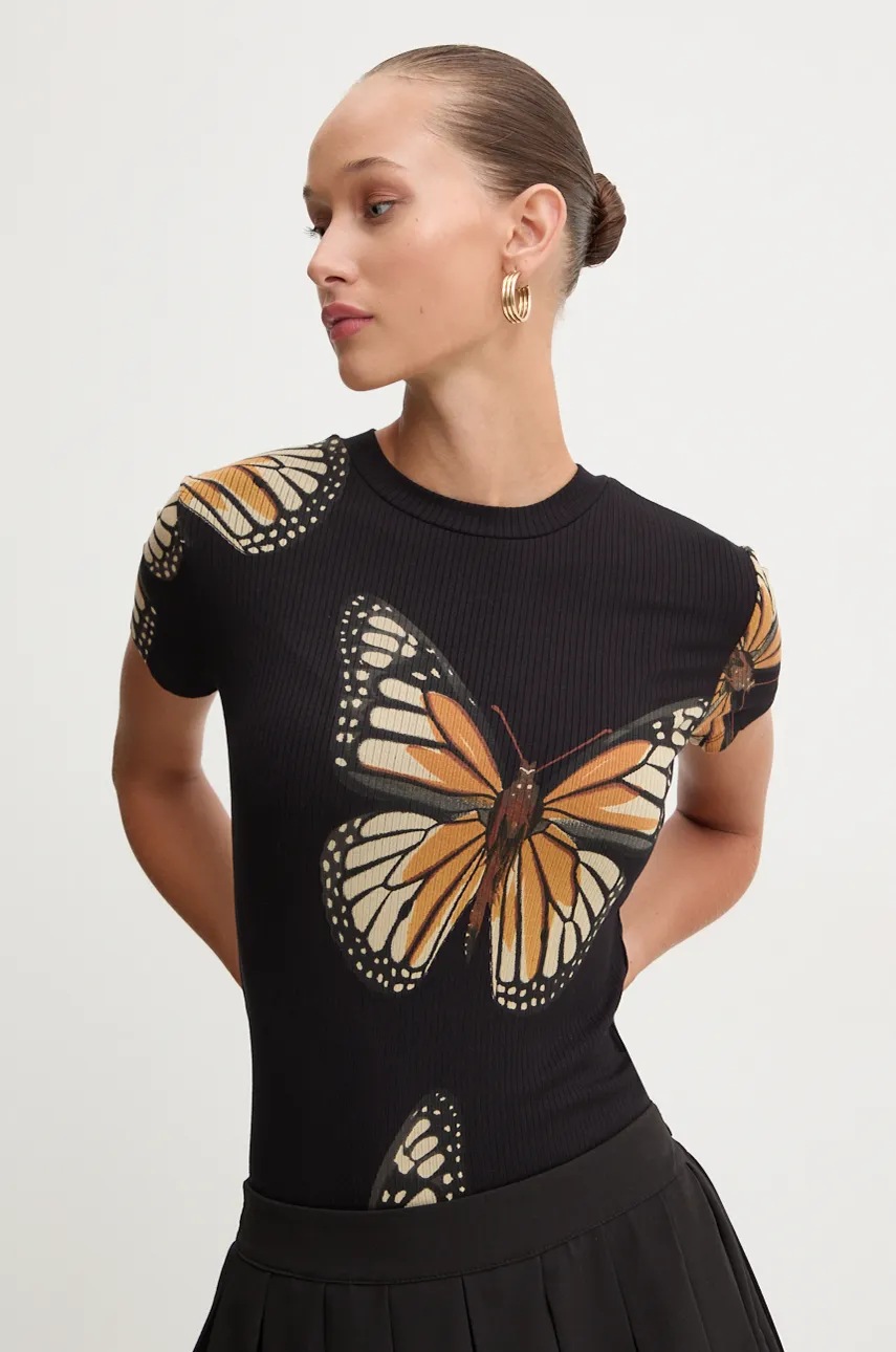 

Тениска Desigual CROISE в черно 24WWTK55, Черен
