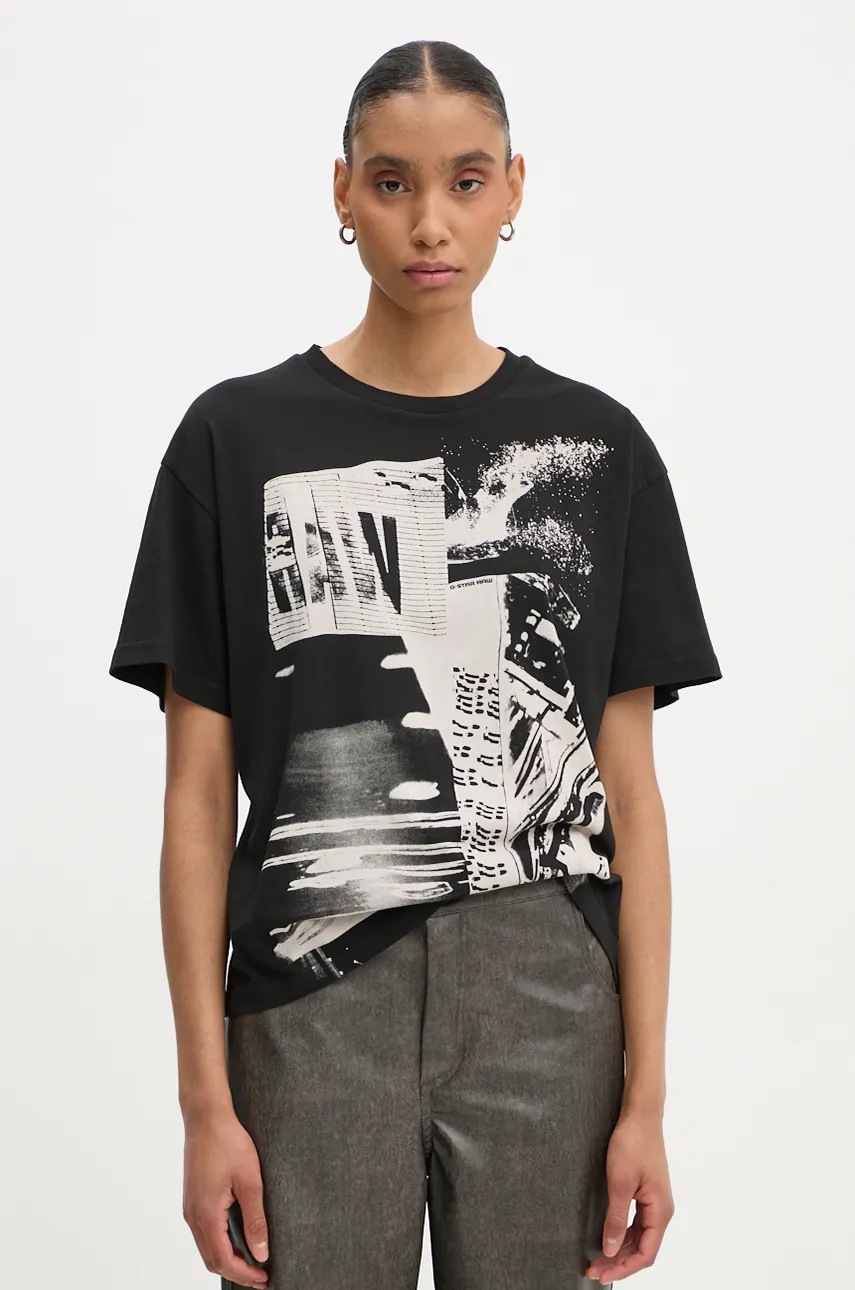 

Памучна тениска G-Star Raw в черно D25164-336, Черен