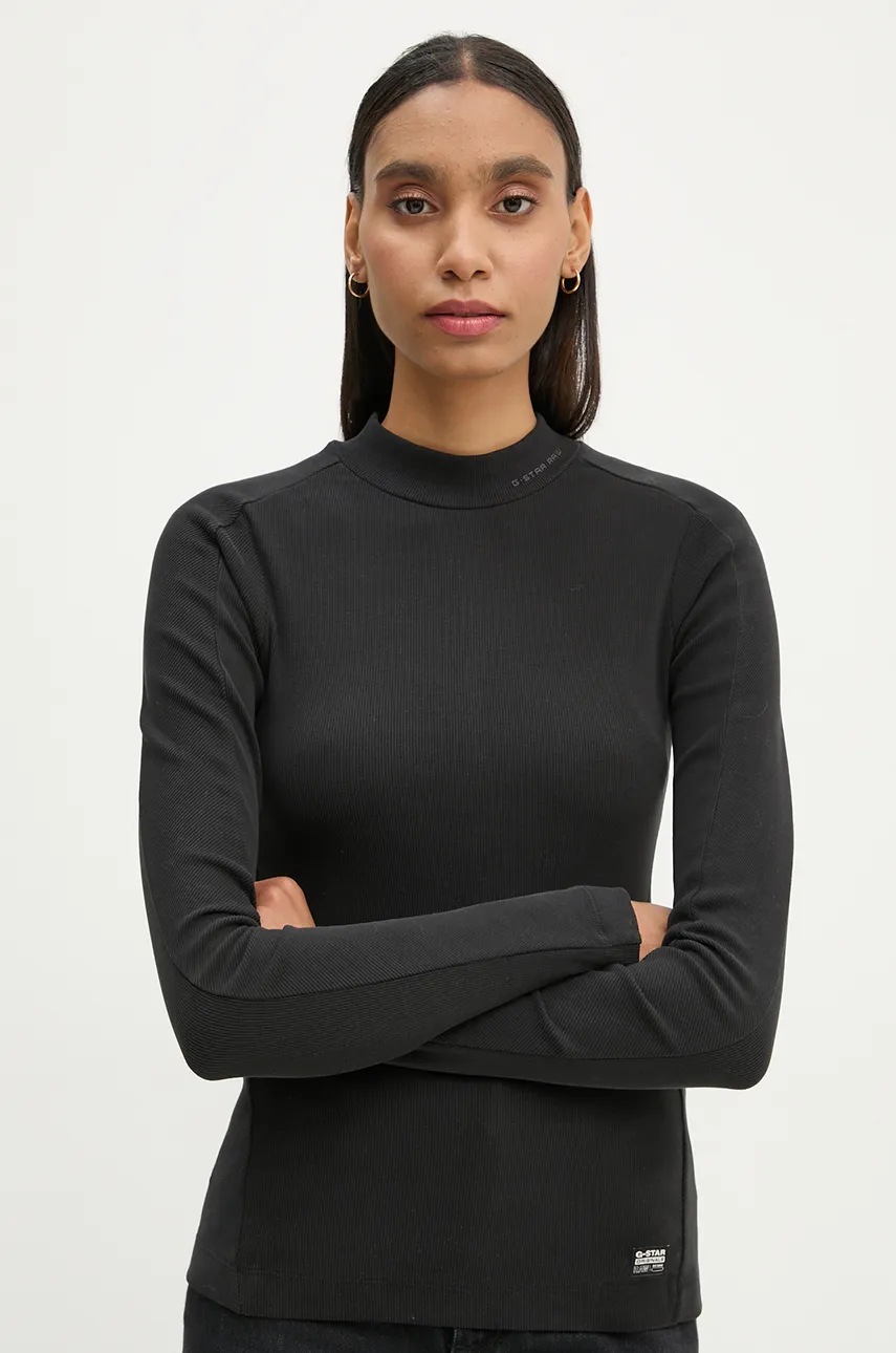

Блуза с дълги ръкави G-Star Raw в черно с ниско поло D25033-D850, Черен