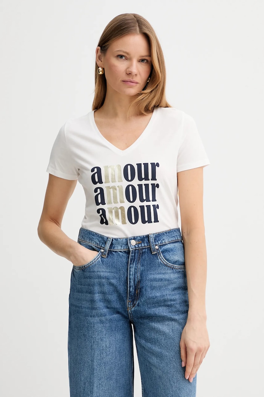 Morgan tricou DAMOUR femei, culoarea alb, DAMOUR