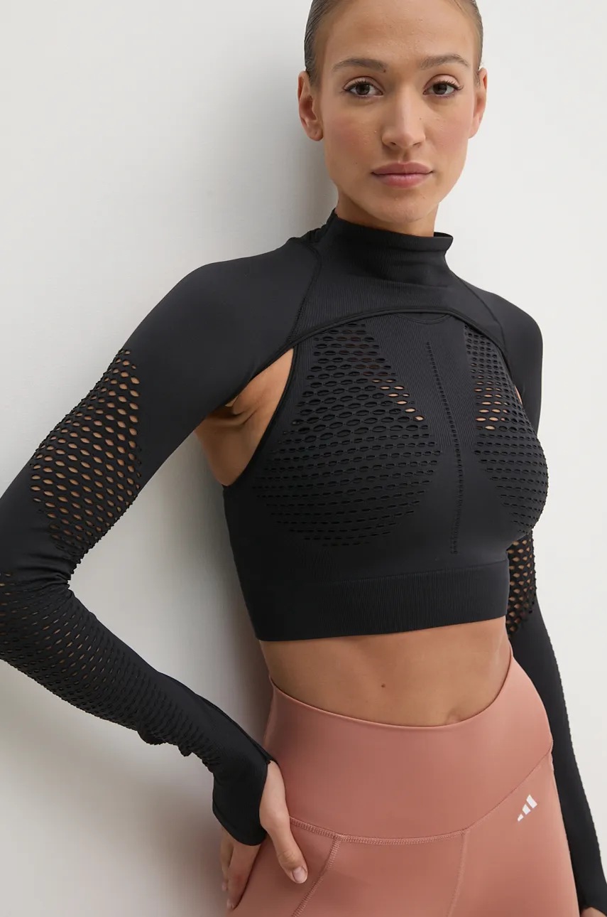 

Блуза с дълги ръкави за йога adidas by Stella McCartney TrueStrength в черно с поло JE4085, Черен