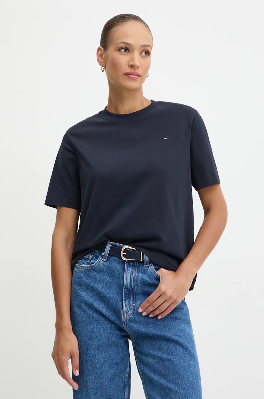 

Памучна тениска Tommy Hilfiger в тъмносиньо WW0WW43597, Тъмносин