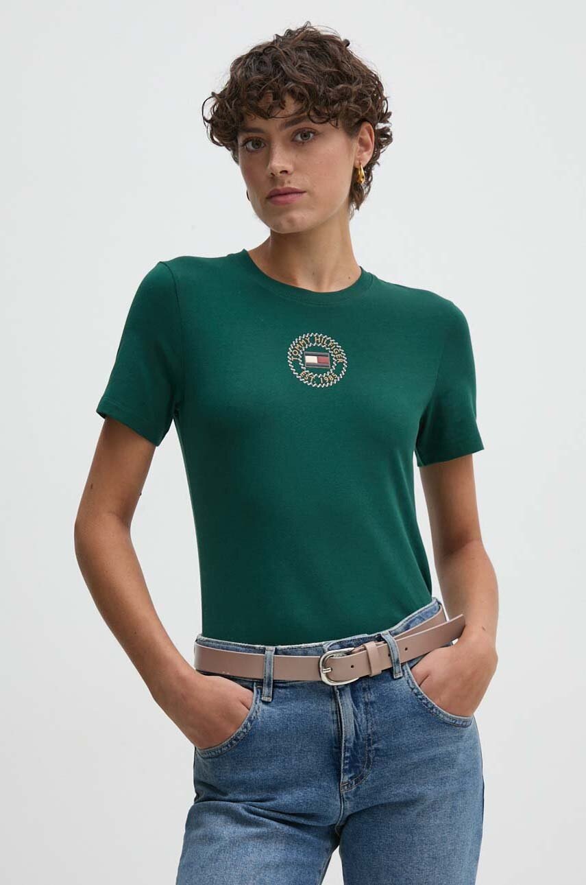 

Тениска Tommy Hilfiger в зелено WW0WW43652, Зелен