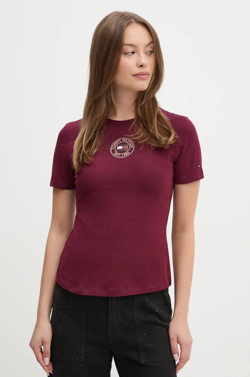 

Тениска Tommy Hilfiger в бордо WW0WW43652