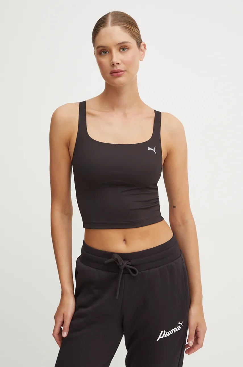 Puma top de yoga Studio Cloudspun culoarea negru, 525754