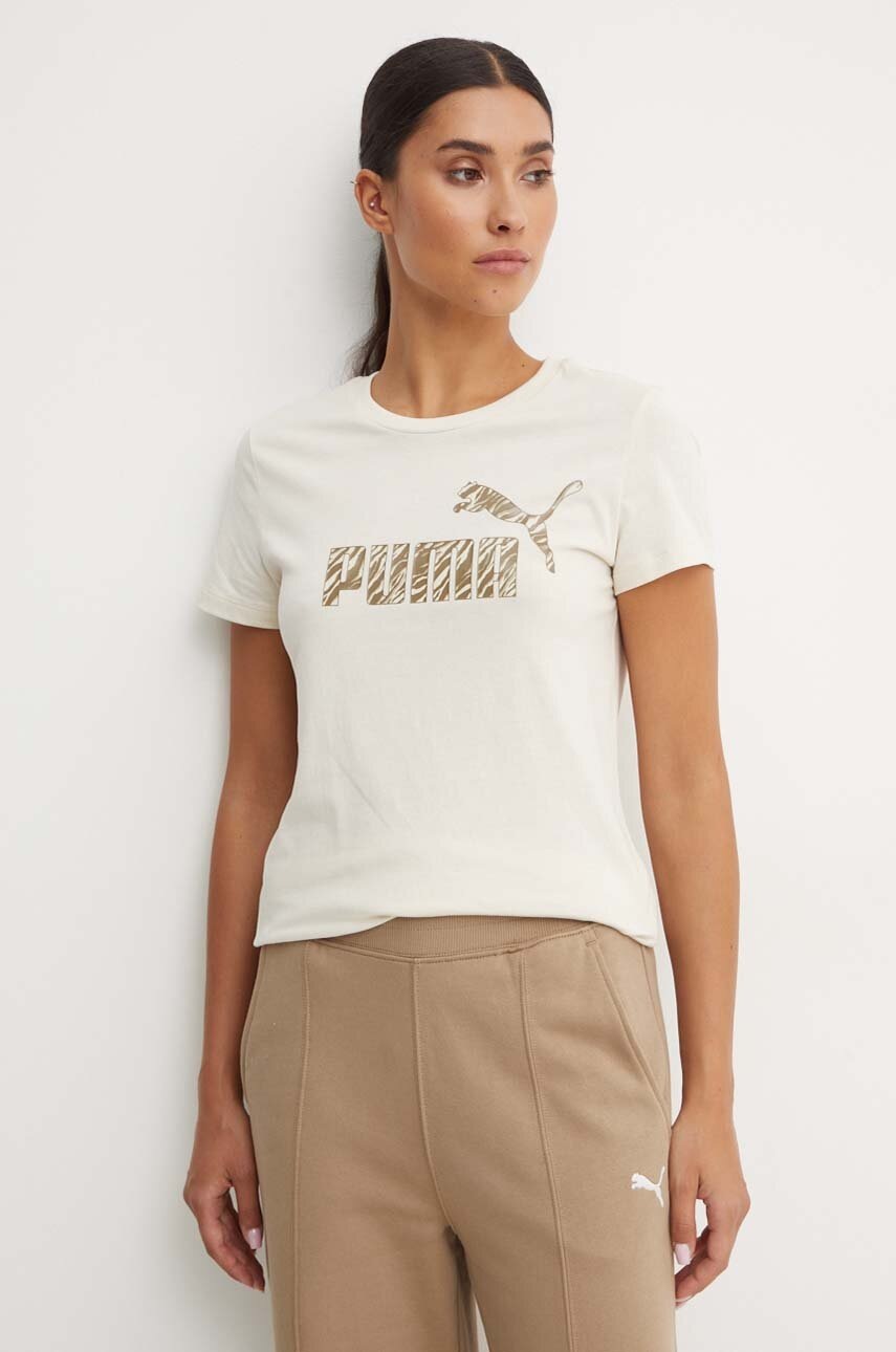 

Памучна тениска Puma в бежово 681490, Бежов