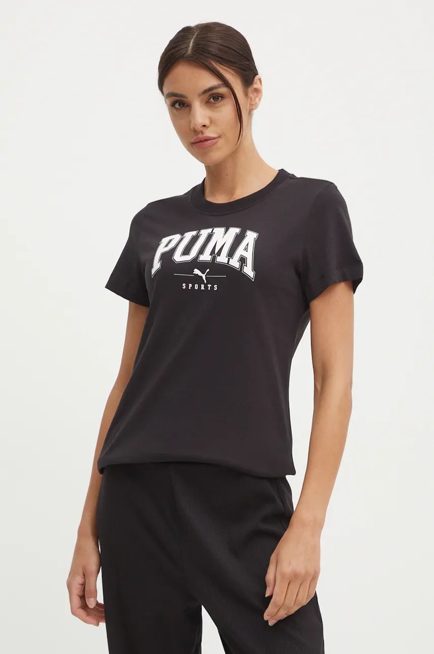 Puma tricou din bumbac femei, culoarea negru, 681537