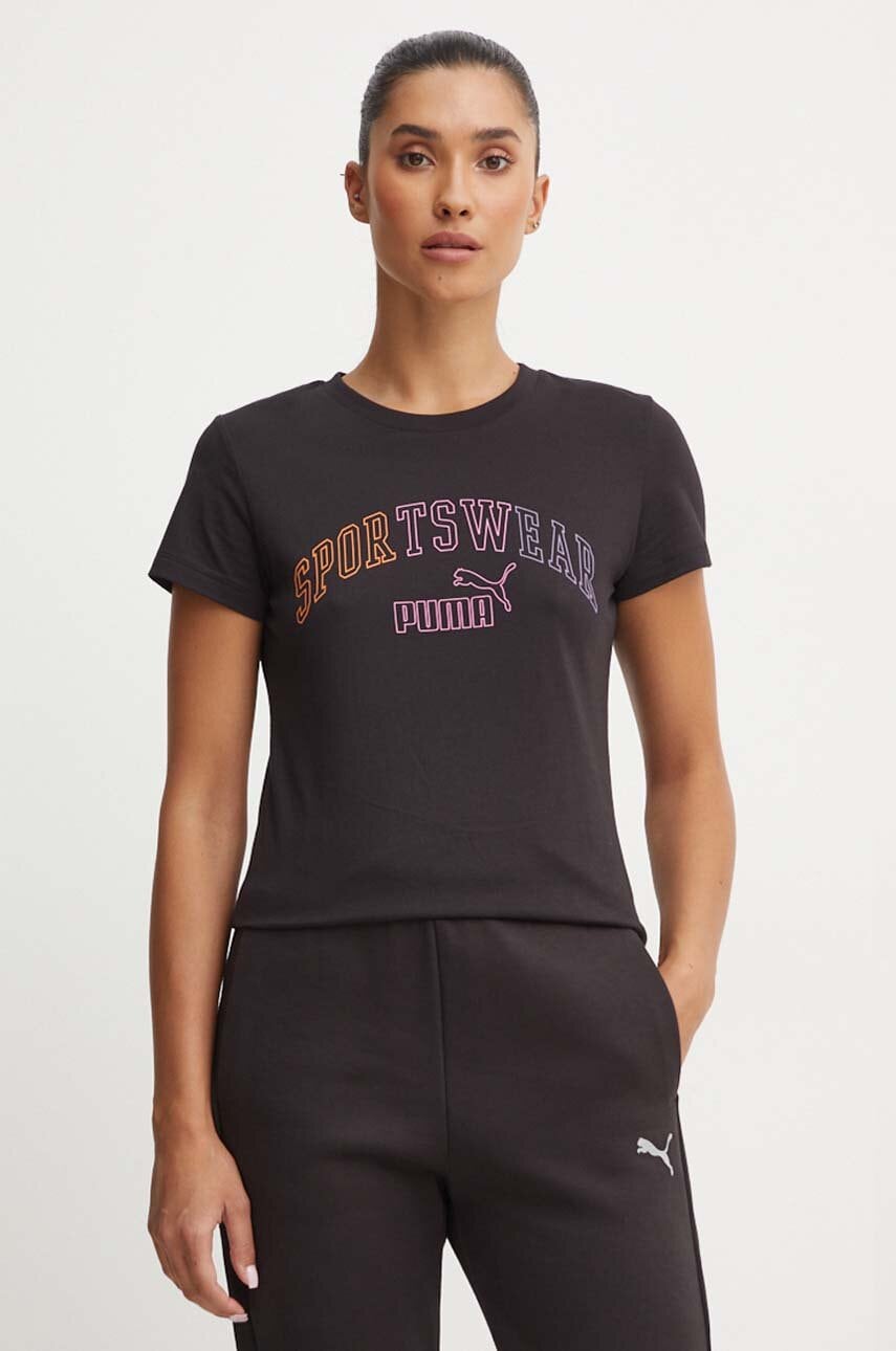 Puma tricou din bumbac femei, culoarea negru, 682986 Puma tricou din bumbac femei, culoarea negru, 682986