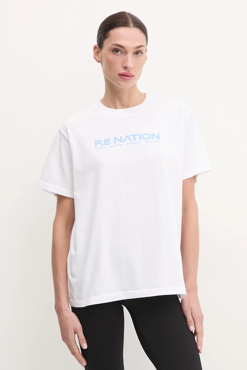 P.E Nation tricou din bumbac Aero SS Tee femei, culoarea alb, 243T329 P.E Nation tricou din bumbac Aero SS Tee femei, culoarea alb, 243T329