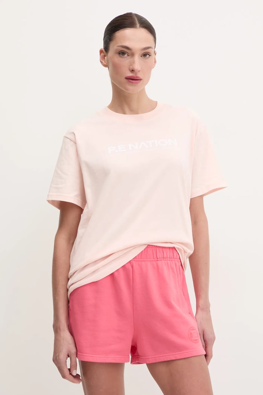 P.E Nation tricou din bumbac Aero SS Tee femei, culoarea roz, 243T329