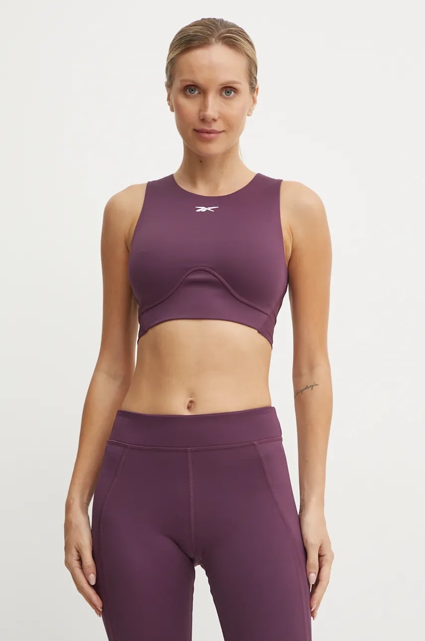 Reebok top de antrenament Contour Crop culoarea bordo, 100206429 Reebok top de antrenament Contour Crop culoarea bordo, 100206429