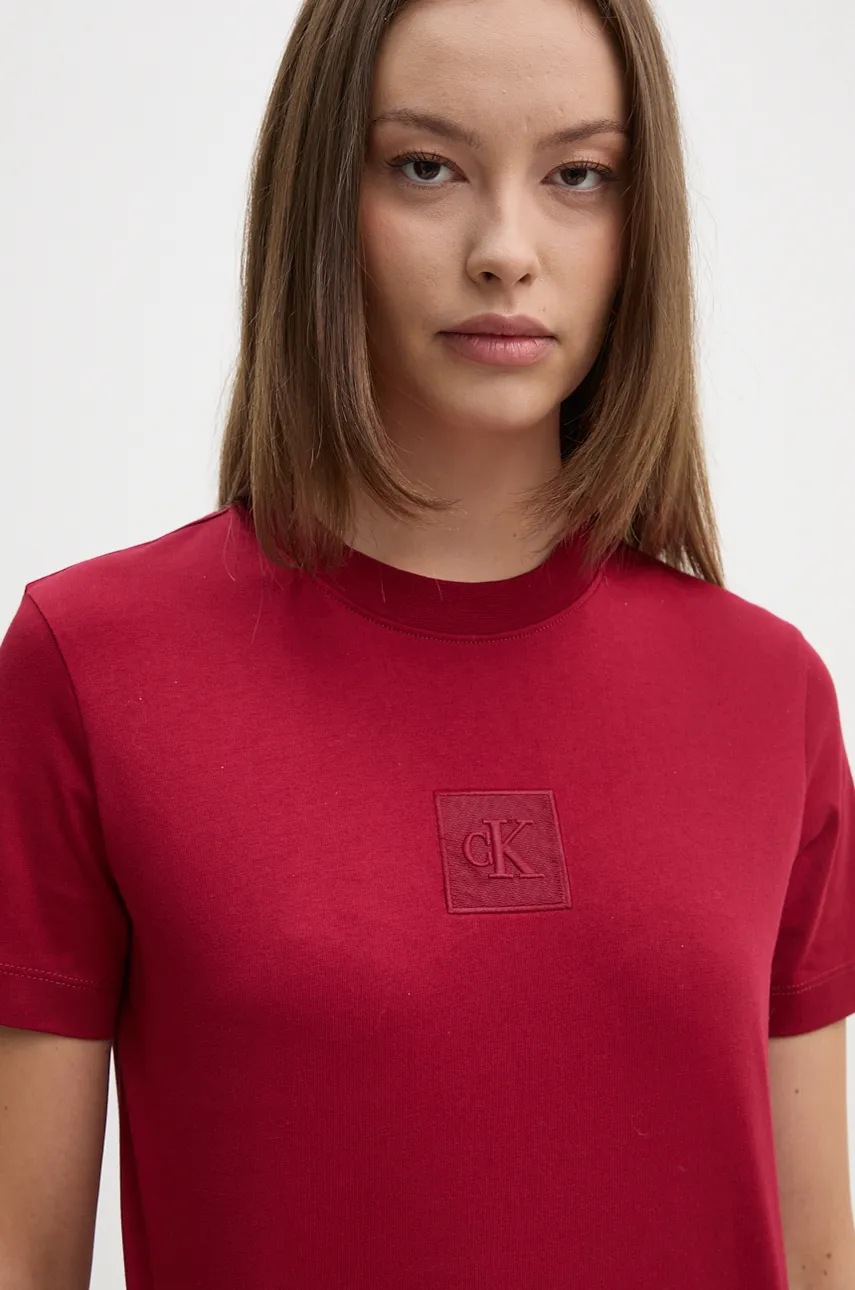 

Памучна тениска Calvin Klein Jeans в бордо J20J224253