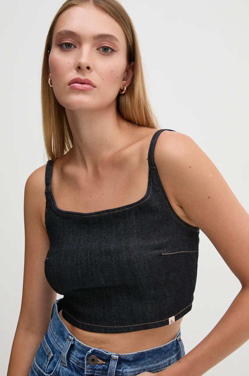 Levně Top Calvin Klein Jeans dámský, černá barva, J20J224048