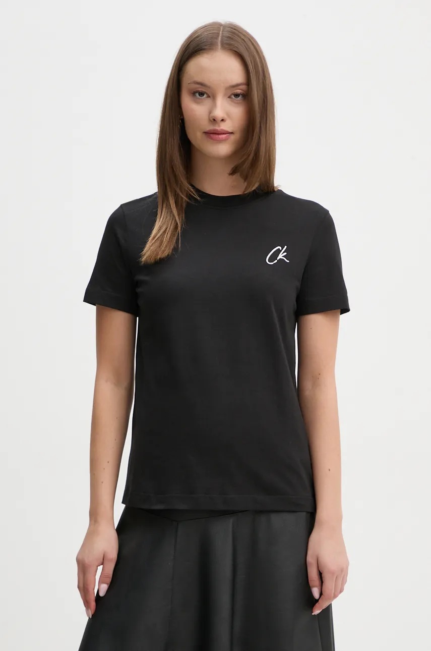 

Памучна тениска Calvin Klein Jeans в черно J20J224439, Черен