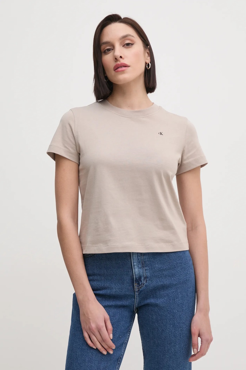 

Тениска Calvin Klein Jeans в бежово J20J225391, Бежов