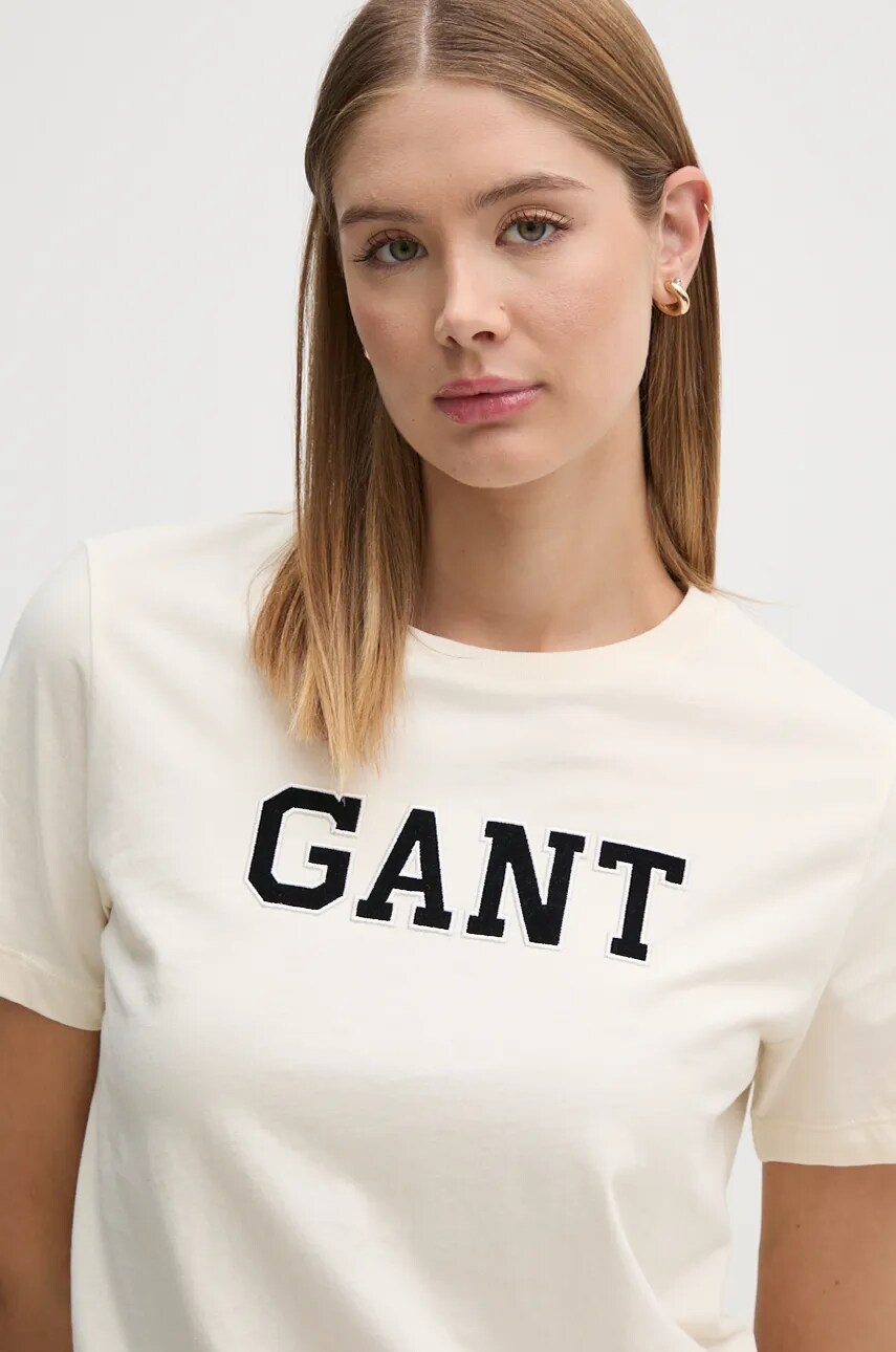 

Памучна тениска Gant в бежово 4201256, Бежов