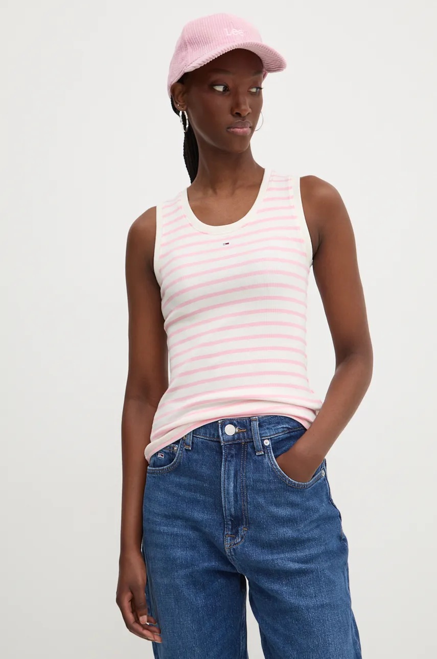 Tommy Jeans top femei, culoarea roz, DW0DW19816