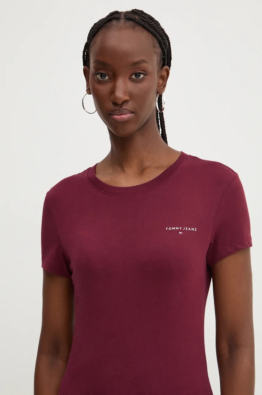 

Памучна тениска Tommy Jeans в бордо DW0DW18785