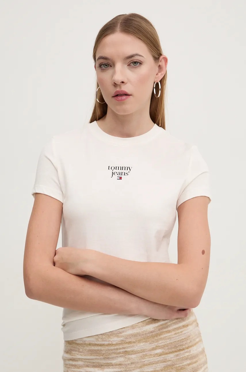 

Памучна тениска Tommy Jeans в бежово DW0DW18800, Бежов