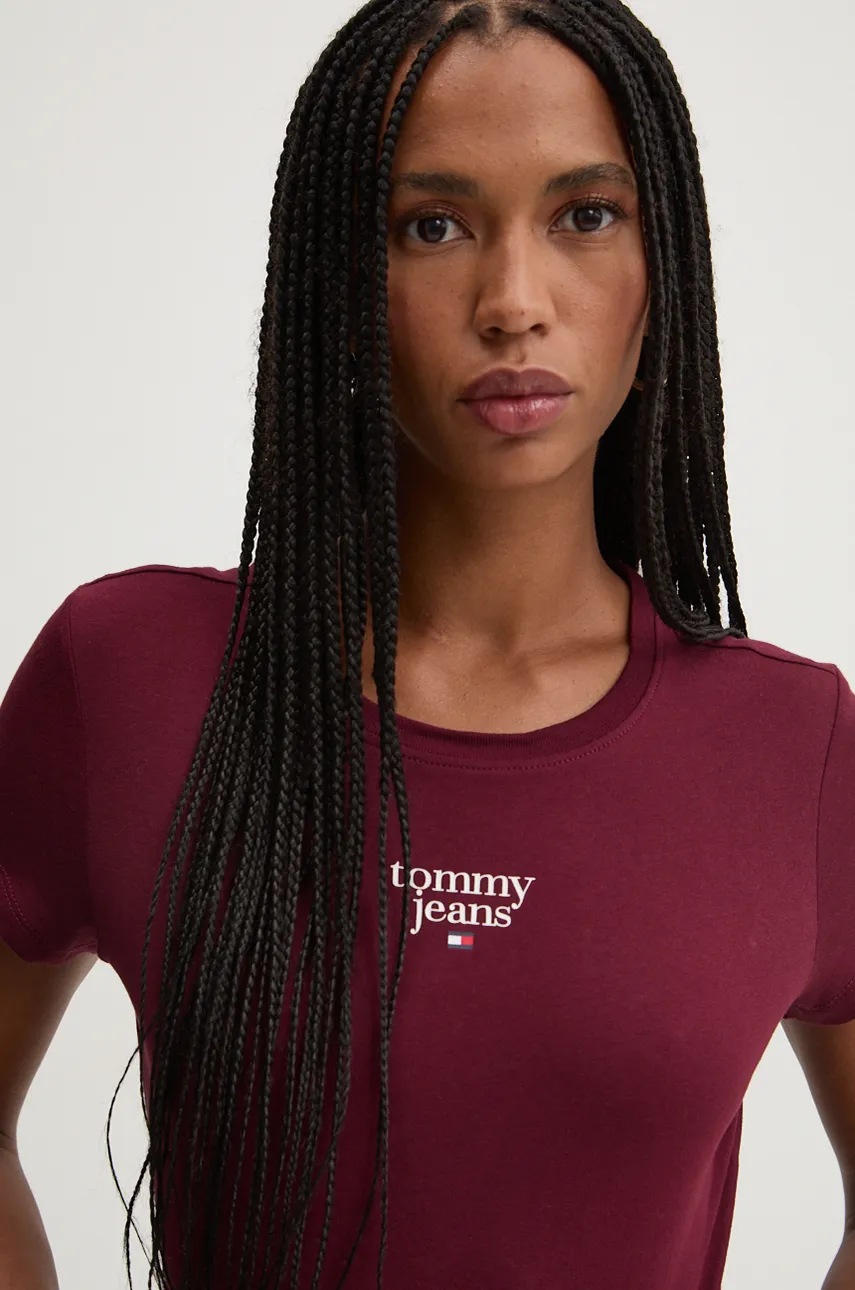

Памучна тениска Tommy Jeans в бордо DW0DW18800
