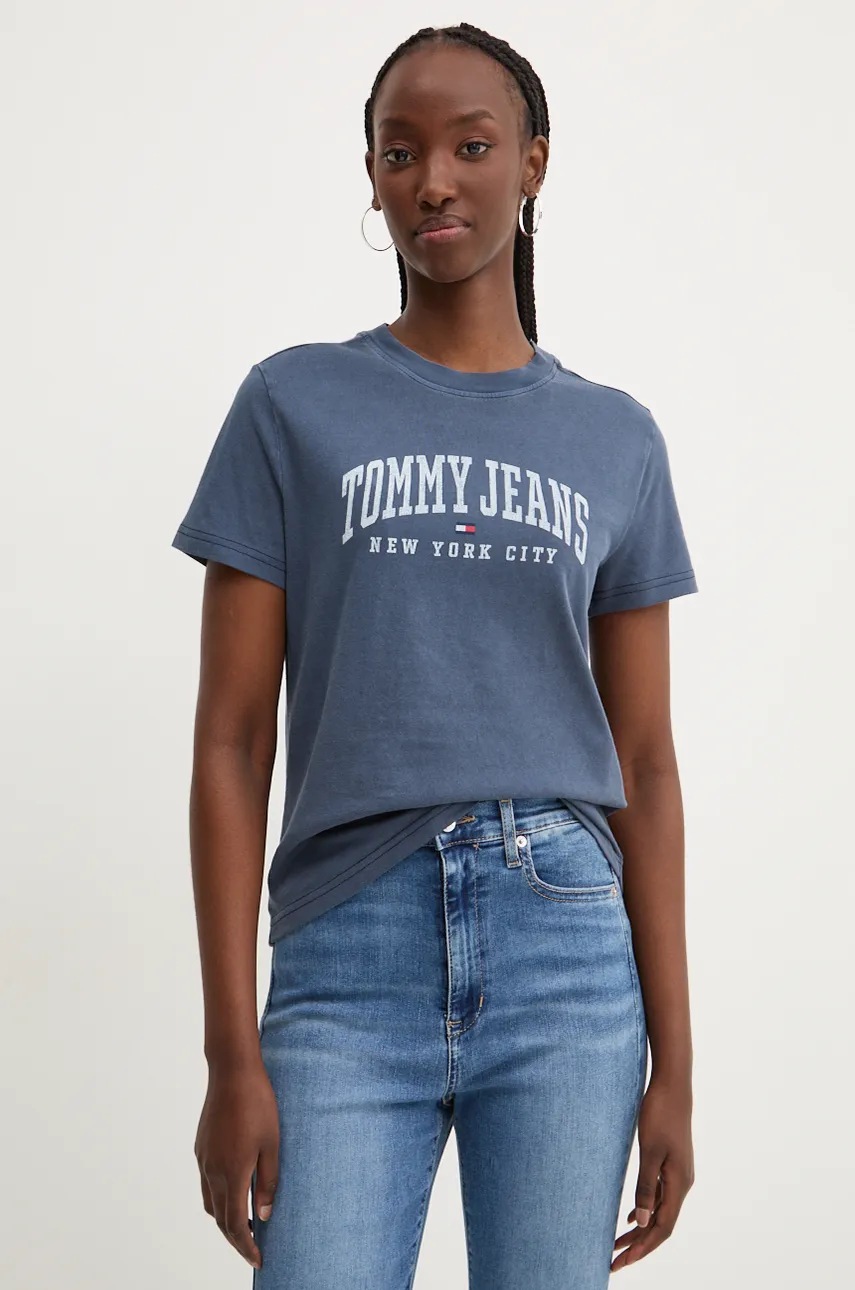

Памучна тениска Tommy Jeans в тъмносиньо DW0DW19826, Тъмносин