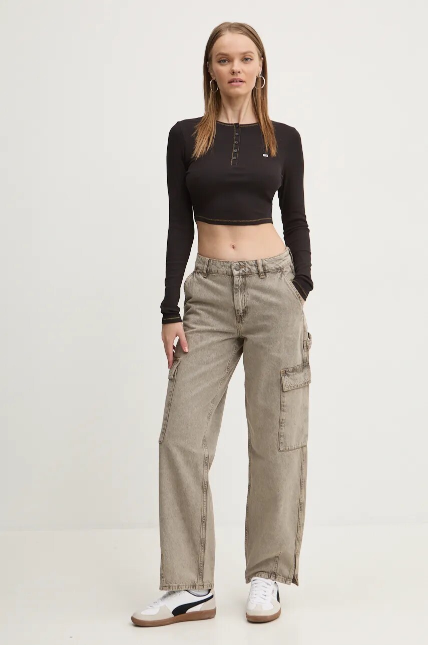 Лонгслив Tommy Jeans женский цвет чёрный DW0DW19837 Лонгслив Tommy Jeans женский цвет чёрный DW0DW19837