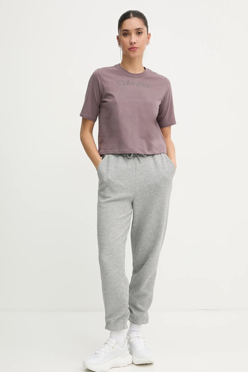 Βαμβακερό μπλουζάκι Calvin Klein Performance γυναικείο, χρώμα: μοβ, 00GWF4K113 φωτογραφία