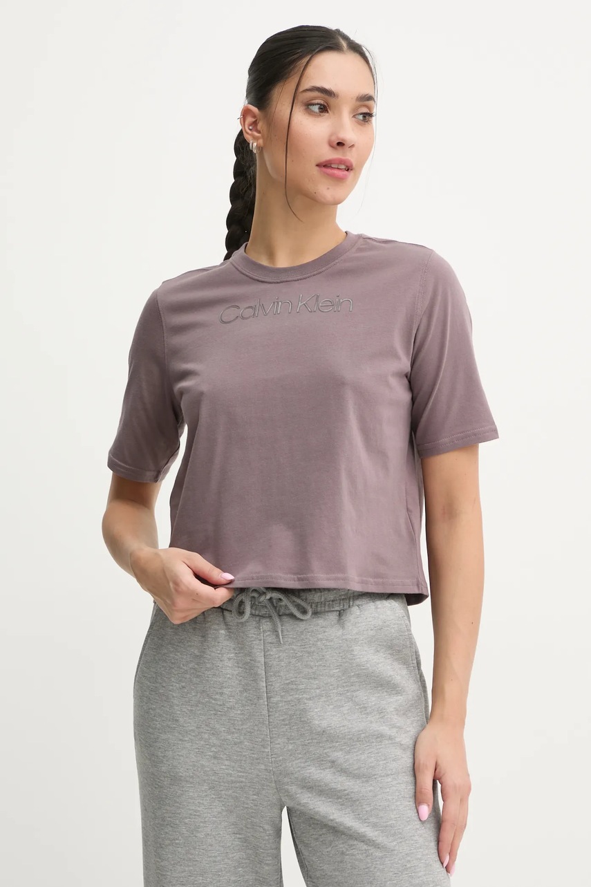 Βαμβακερό μπλουζάκι Calvin Klein Performance γυναικείο, χρώμα: μοβ, 00GWF4K113 φωτογραφία