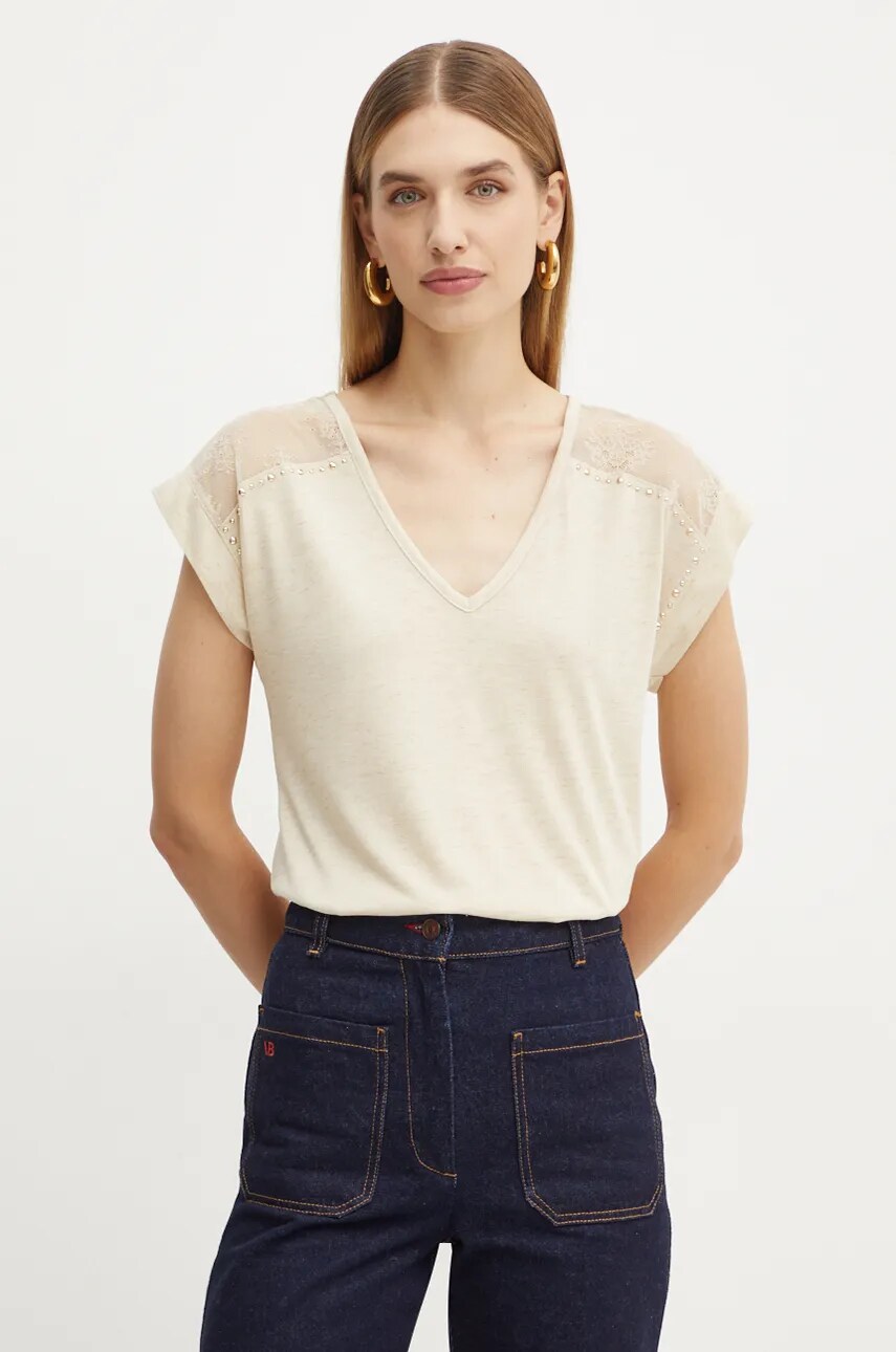 Morgan tricou DIMANI femei, culoarea bej, DIMANI Morgan tricou DIMANI femei, culoarea bej, DIMANI