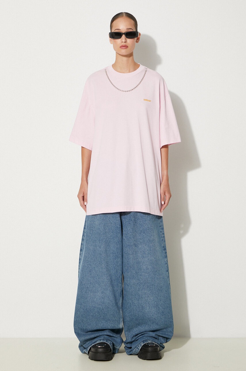 Βαμβακερό μπλουζάκι AMBUSH Ballchain γυναικείο, χρώμα: ροζ, BWAA04BF24JER0013616 φωτογραφία