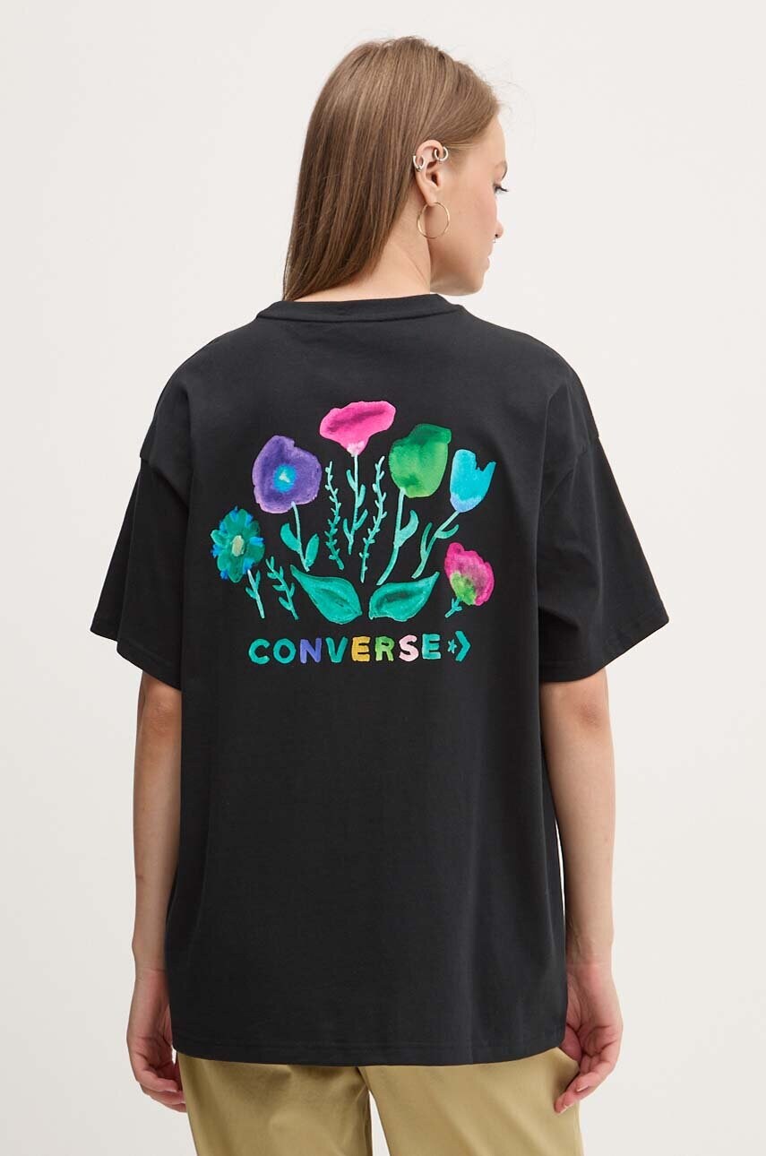 Converse pamut póló női, fekete, 10026678-A01 termék 2. képe