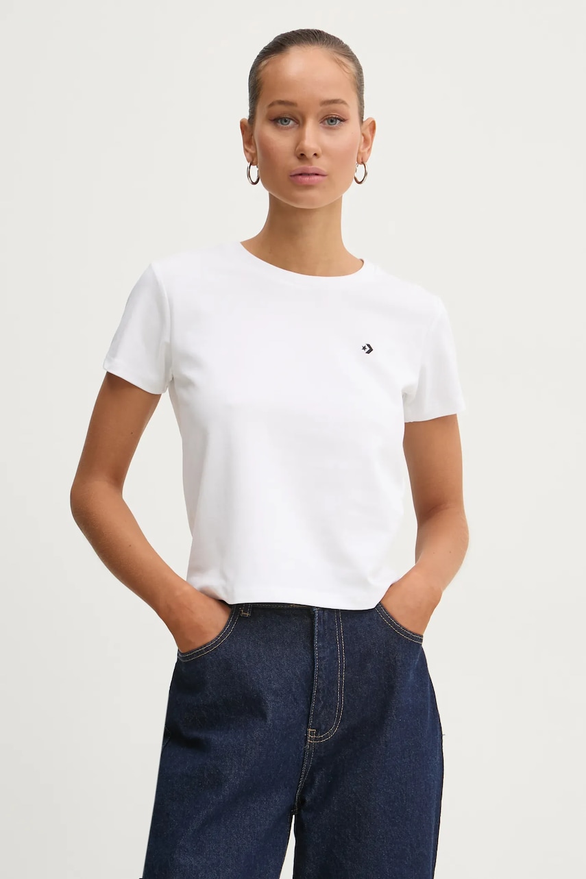 Converse tricou femei, culoarea alb, 10027252-A01 Converse tricou femei, culoarea alb, 10027252-A01